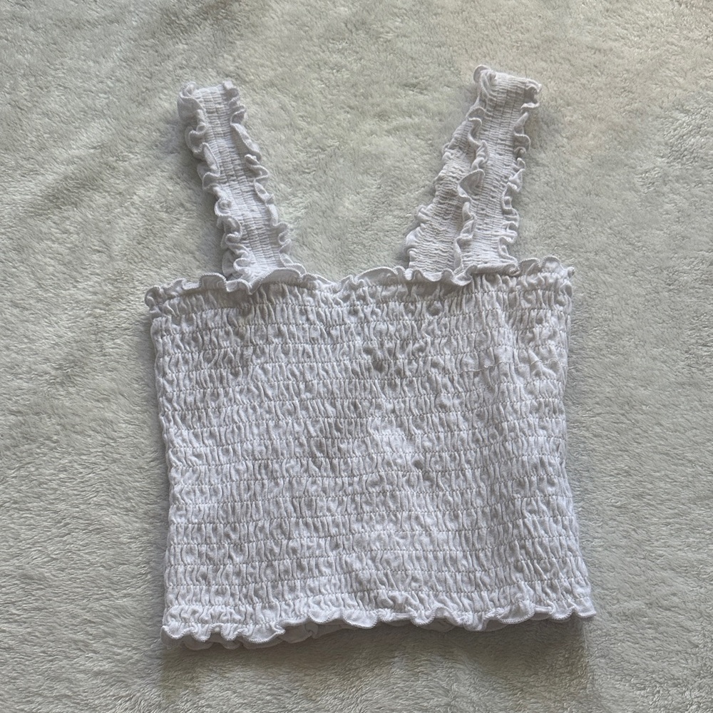White Ruffled Women's Top